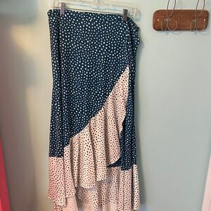 Summersalt XL wrap skirt polka dots dark teal ivory NWOT